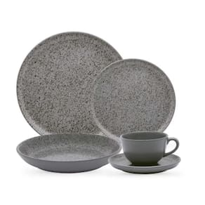 Aparelho De Jantar E Chá 20 Peças Flat Gray - Oxford Porcelanas