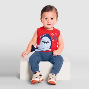Regata bebê menino de tubarão Brandili Baby