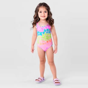 Maiô Infantil Menina em Malha Uv Rosa Brandili