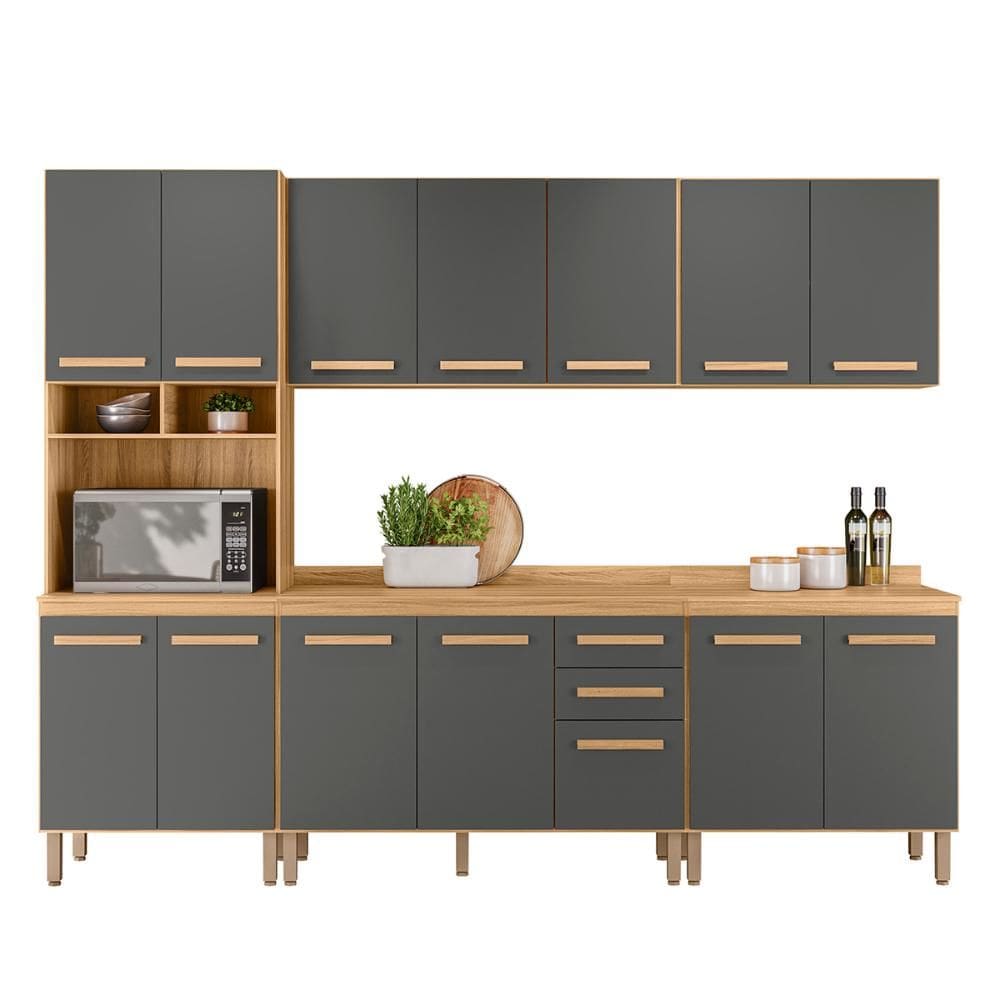 Conjunto de Cozinha Modulado com 14 Portas 2 Gavetas