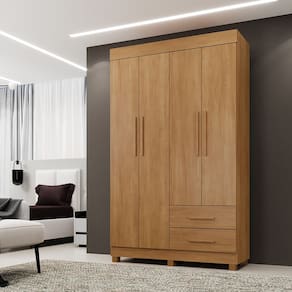 Guarda Roupa Solteiro 4 Portas 2 Gavetas com Pés Copacabana New Benetil