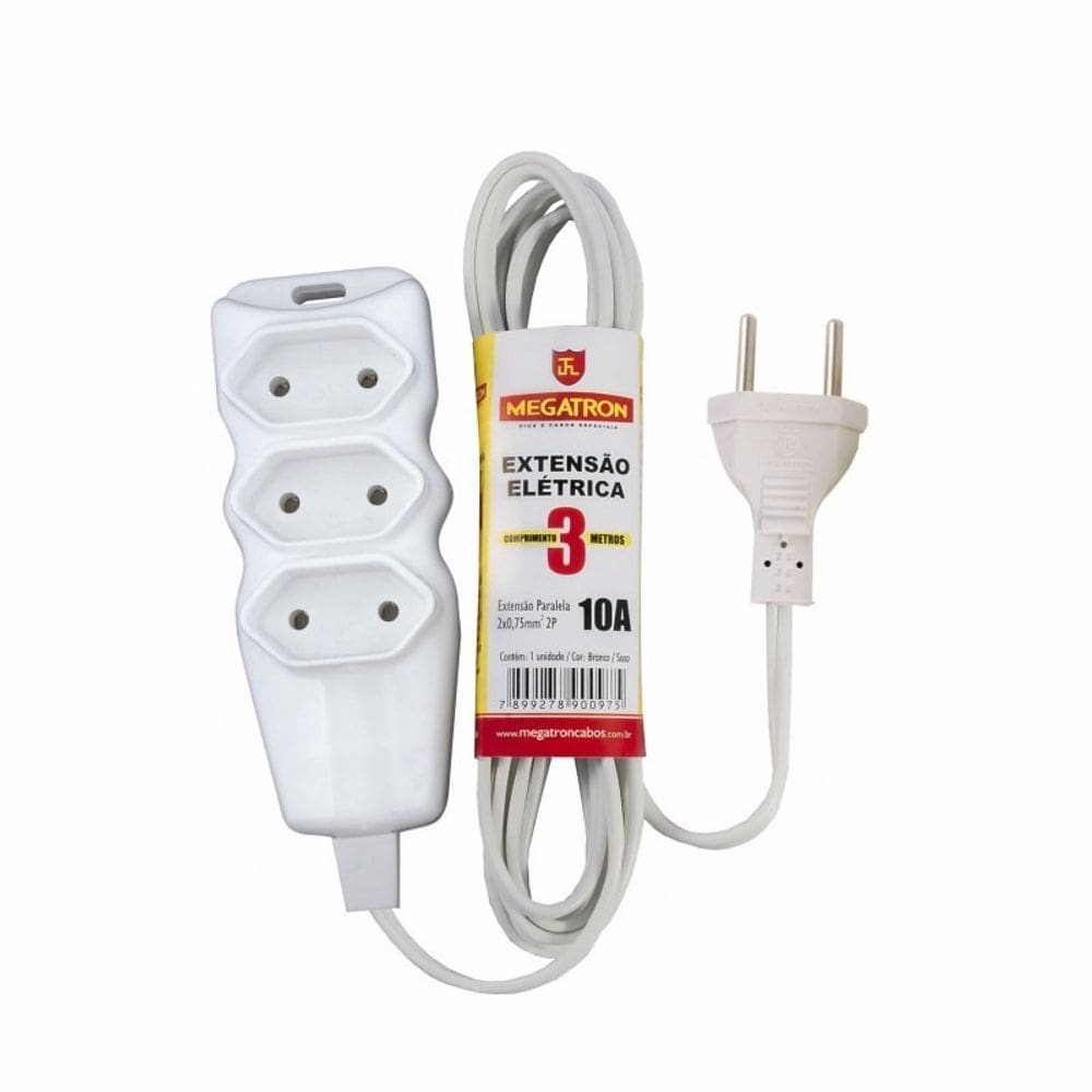 Extensão 3M 2x0,75mm Branco