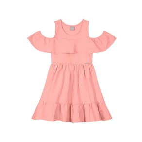 Vestido Infantil Menina em Cotton - Rosa - Mundi