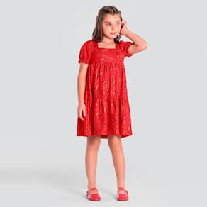 Vestido Infantil Menina De Flores Vermelho Mundi