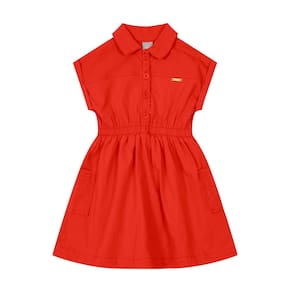 Vestido Infantil Menina em Tricoline Comfort - Marrom - Mundi