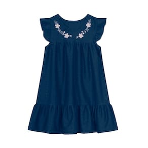 Vestido Infantil Menina de Flores - Azul - Brandili