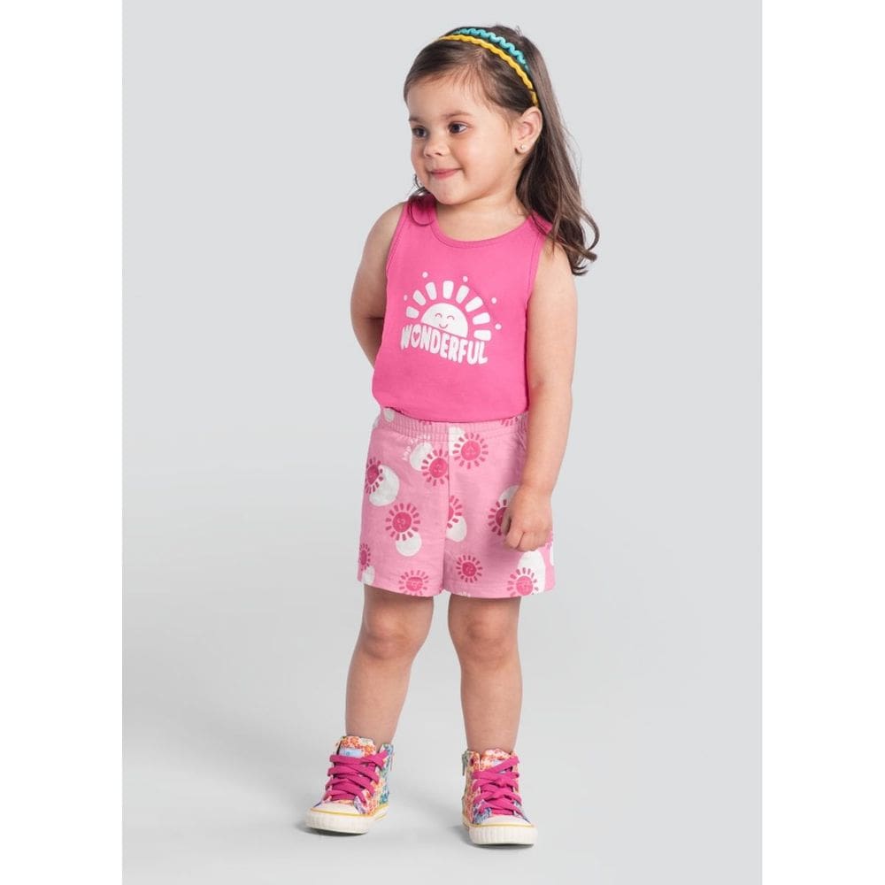 Conjunto Rosa Infantil Menina Brilhante Brandili