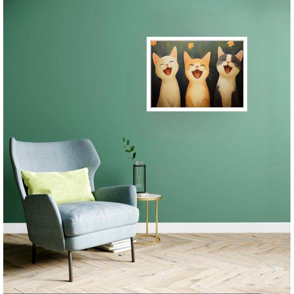Quadro Decorativo Gatos Sorrisos - 50X70Cm