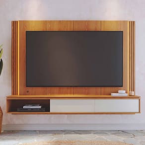 Painel Ripado para TV até 75 Polegadas com LED 2 Porta de Correr Loa Colibri
