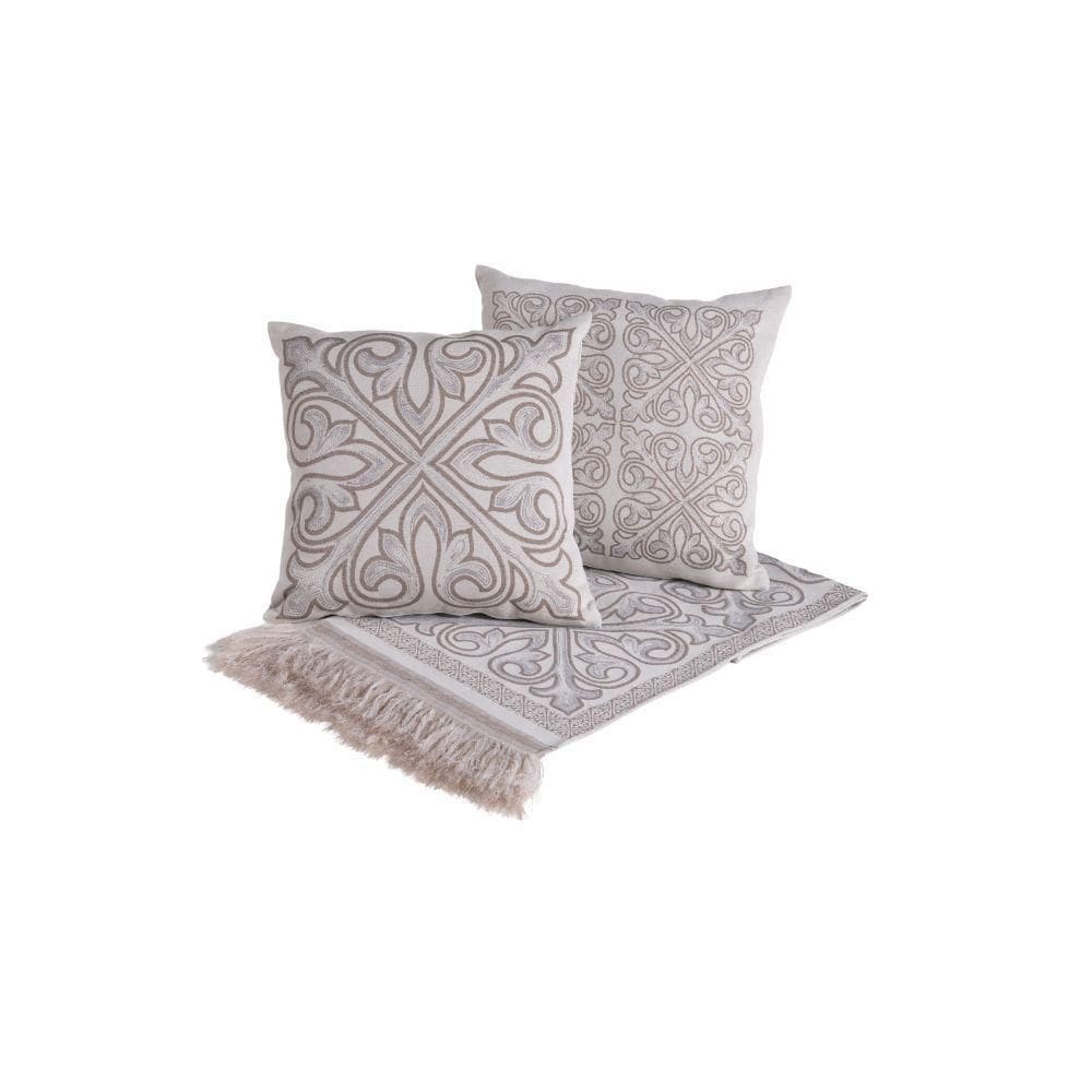 Kit Peseira Grécia 5 Peças King 60% Algodão - 40% Poliéster Tecido Jacquard Acompanha Almofadas Cheias Cor:cáqui