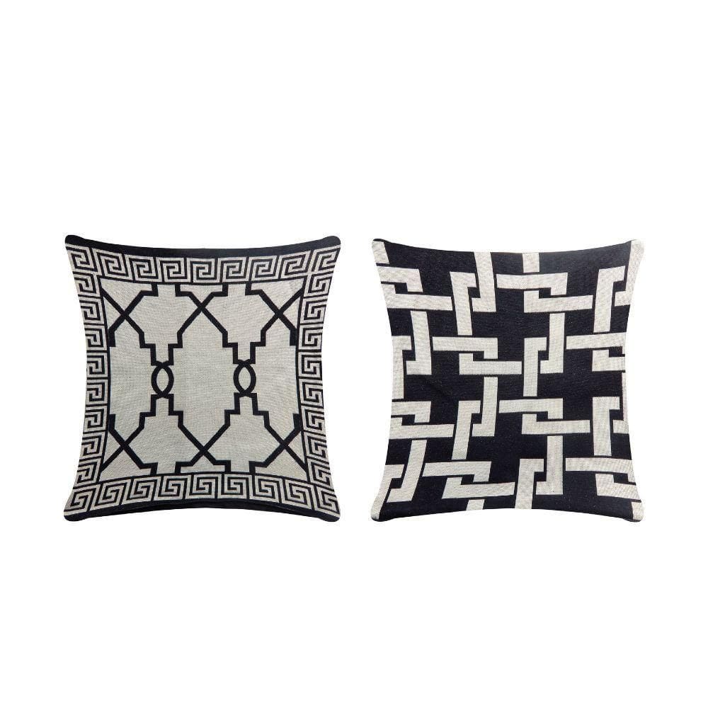 Capa Para Almofada Grécia 1 Peça 45cm X 45cm 60% Algodão - 40% Poliéster Tecido Jacquard Com Zíper Cor:preto