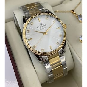Kit Relógio Champion Feminino Bicolor Dourado Cn25823C