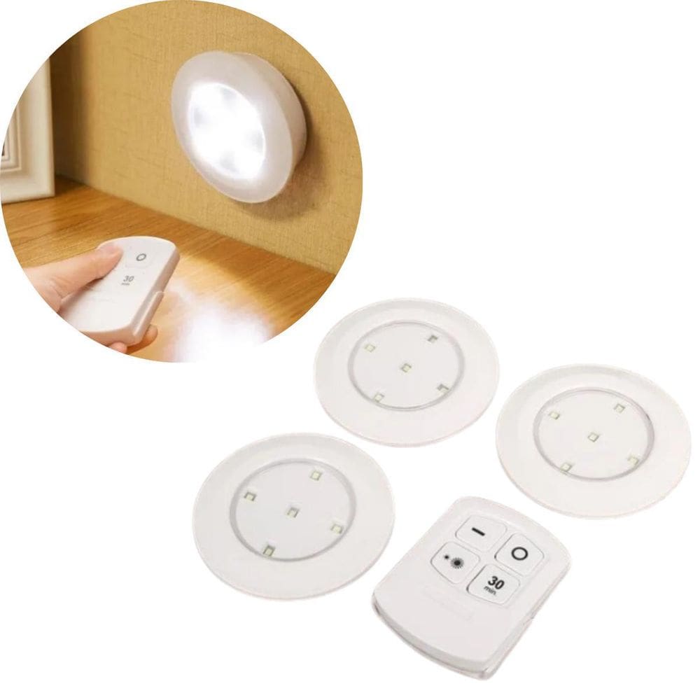 Kit 3 Lâmpadas Luminárias Spot Led Adesivo Controle Remoto S