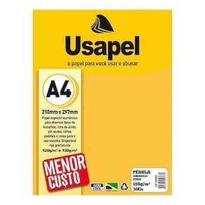 Papel A4 Pérola Perolado Amarelo Ouro 180g/m² 30 Folhas Usapel | Perolado | Convites | Cartões | Artesanato