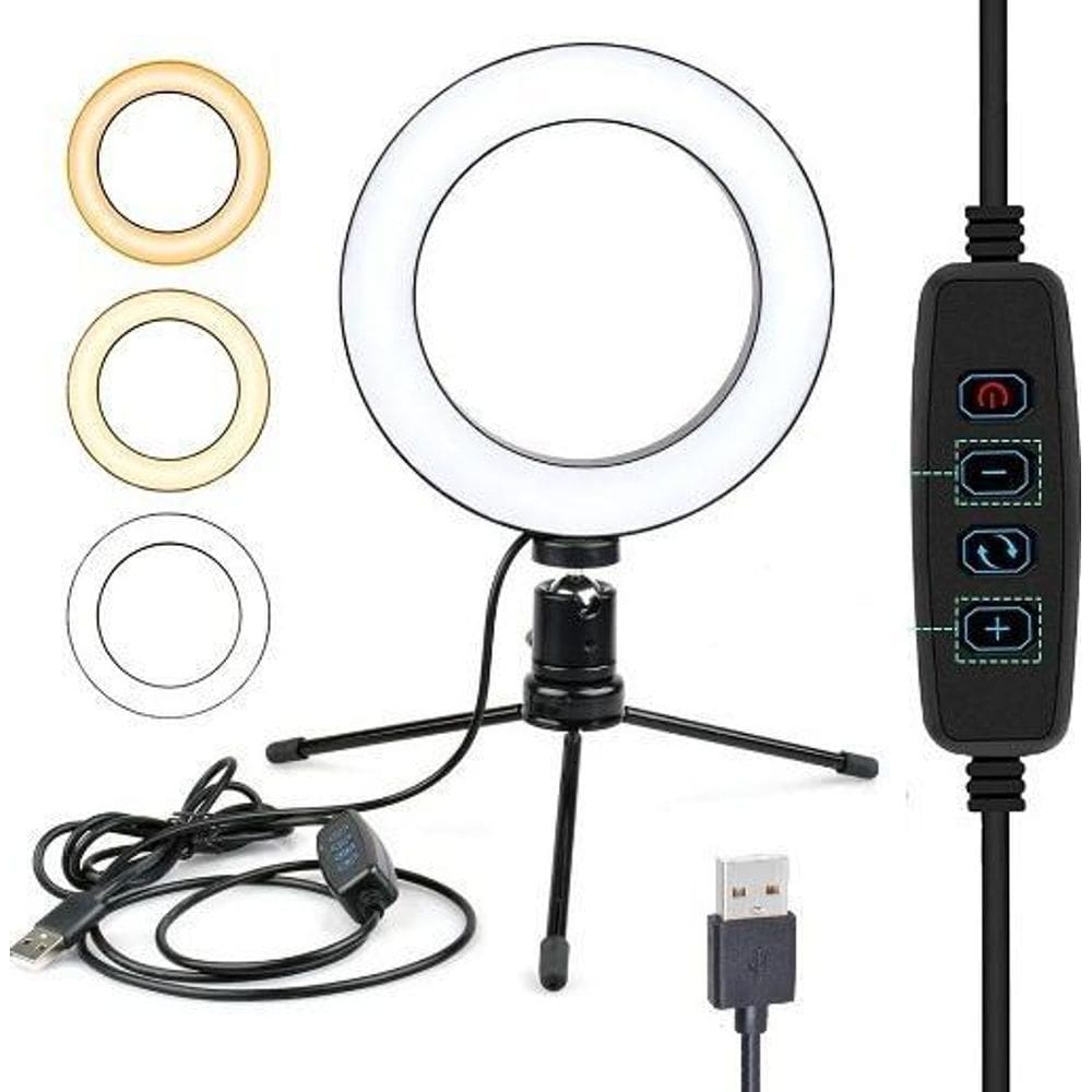 Ring Light Iluminador Profissional Luz Led Flash 16Cm 10 Pol