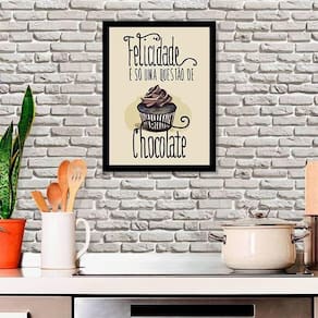 Quadro Decorativo Felicidade É Só Uma Questão Chocolate 45X3