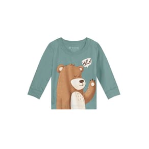 Camiseta Bebê Menino De Ursinho Em Puff Verde Brandili