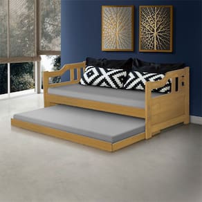Sofá Cama Madeira Vintage com Cama Auxiliar e 2 Colchões Texas - Imbuia