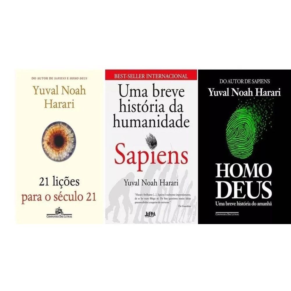 Kit 3 Livros Yuval Noah 21 Lições O Século 21 Sapiens Homo D
