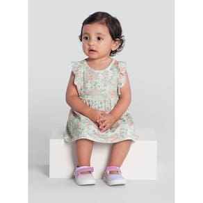 Vestido Bebê Menina De Florzinhas Verde Brandili