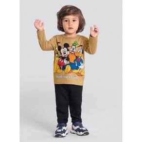 Camiseta Infantil Menino Mickey Mouse Marrom Brandili