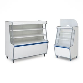 Balcão Vitrine Seco Art 100 Caixa 70 Branco Kit2pç Fx Azul