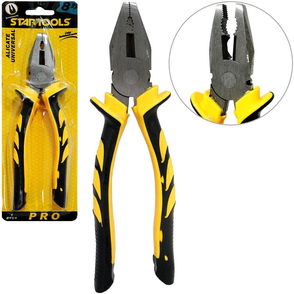 `Alicate Universal 8```` Cabo Emborrachado Amarelo/Preto Pro Na`