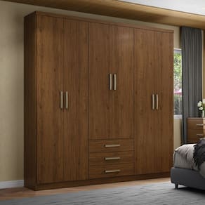 Guarda Roupa Casal 6 Portas 3 Gavetas Pés Caju Henn