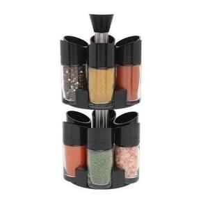 Conjunto Porta Temperos Giratório 12 Potes Acrílico Reforçad