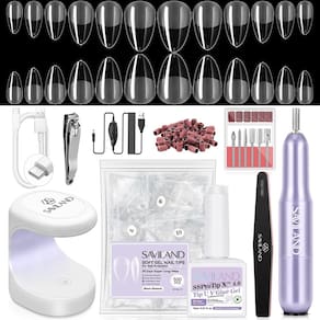 Kit de unhas em gel SAVILAND Pro com furadeira, 500 pontas de unhas, lâmpada UV