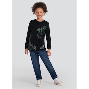 Camiseta Infantil Menino Gamer Preto Brandili