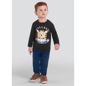 Camiseta Infantil Menino de Tigre Cinza Brandili