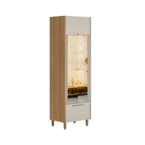 Cristaleira em MDF com LED 2 Portas de Vidro 1 Gaveta Atena Linea Brasil