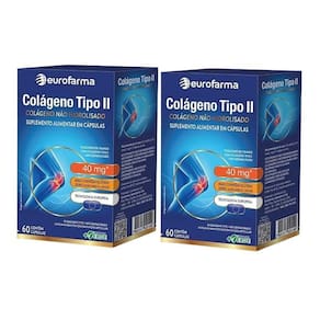 KIT 2 Colágeno Tipo II 40mg Eurofarma 60 Cápsulas