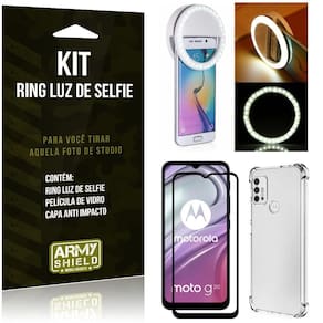 Kit Moto G20 Flash Ring+Capa Anti Impacto+Película Vidro 3D