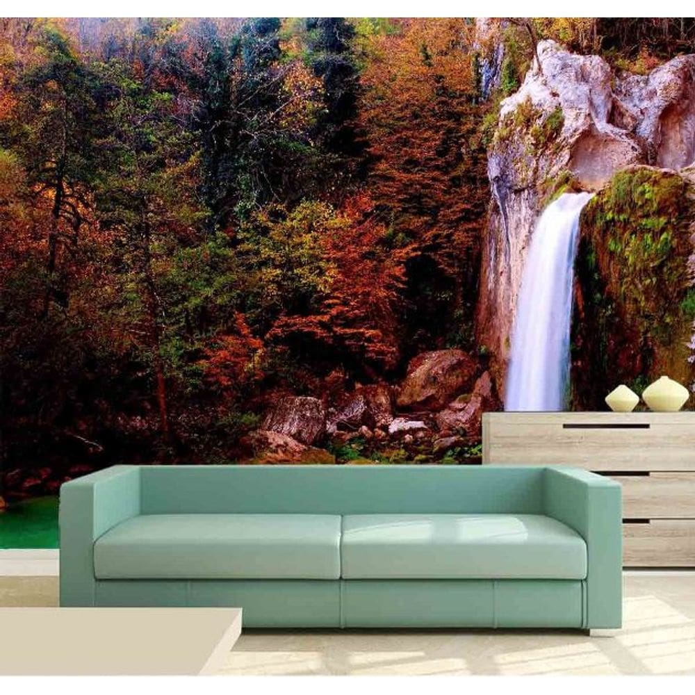 Papel Parede Painel Fotográfico Cachoeira 3D 3,75M² Na 039