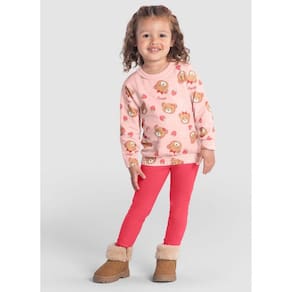 Conjunto Infantil Menina De Ursinho Brandili Rosa