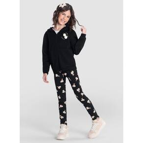 Conjunto Infantil Menina Florido Com Pompom Brandili Preto