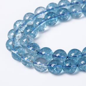 Miçangas soltas ZXYMLZI, topázio azul, cristal, quartzo de 10 mm (74 unidades)