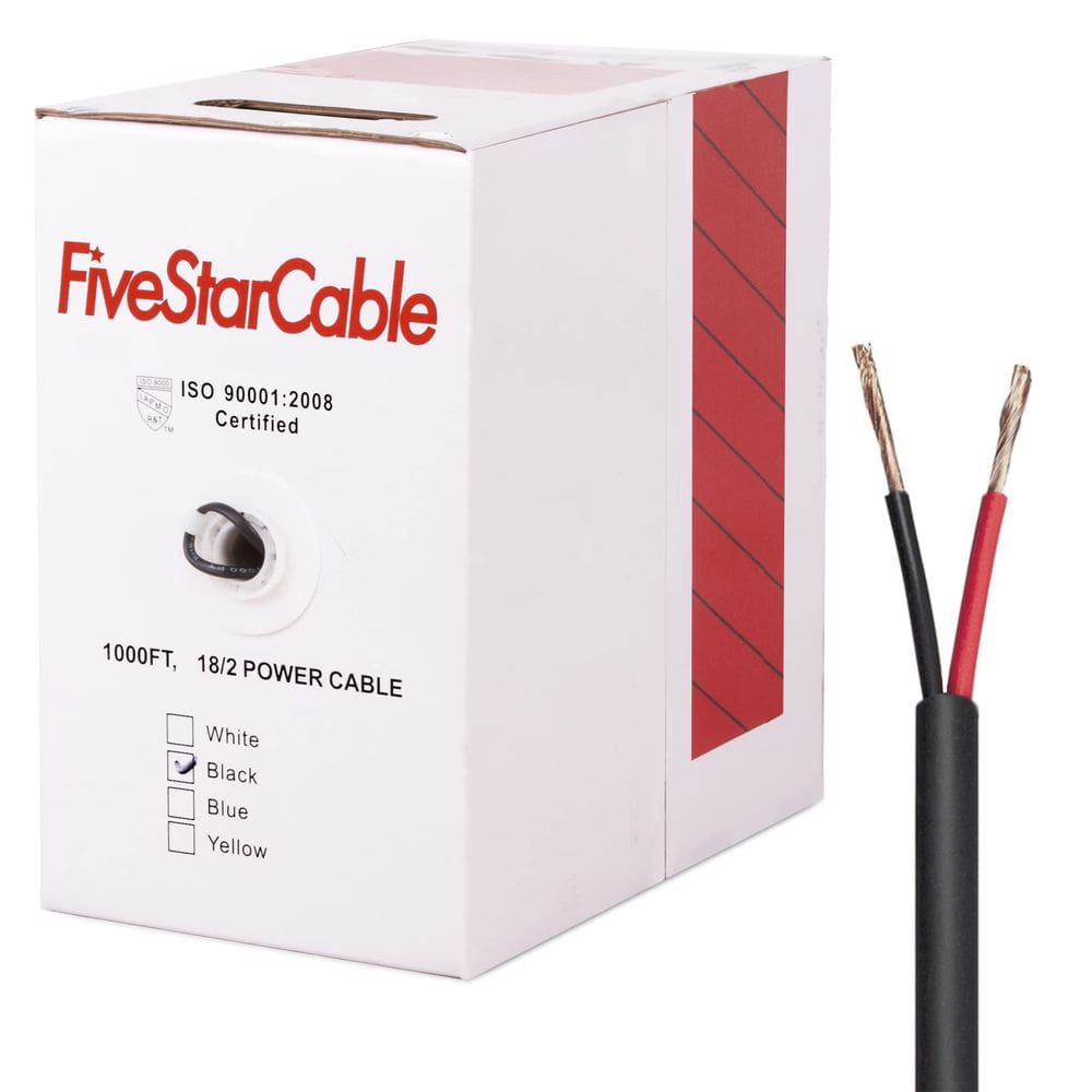 Cabo de fio FiveStarCable 18/2 calibre 18/2 de baixa tensão 1000 pés