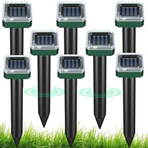 Pacote de 8 ultrassônicos movidos a energia solar repelente de toupeiras para gramados