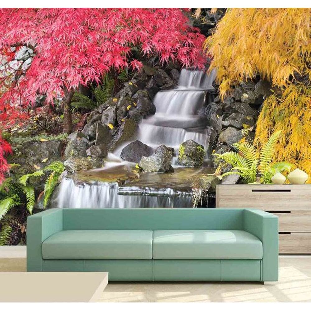 Papel Parede Painel Fotográfico Cachoeira 3D 3,75M² Na 076