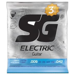 Kit Com 3 Encordoamentos Para Guitarra Sg 009 Extra Light
