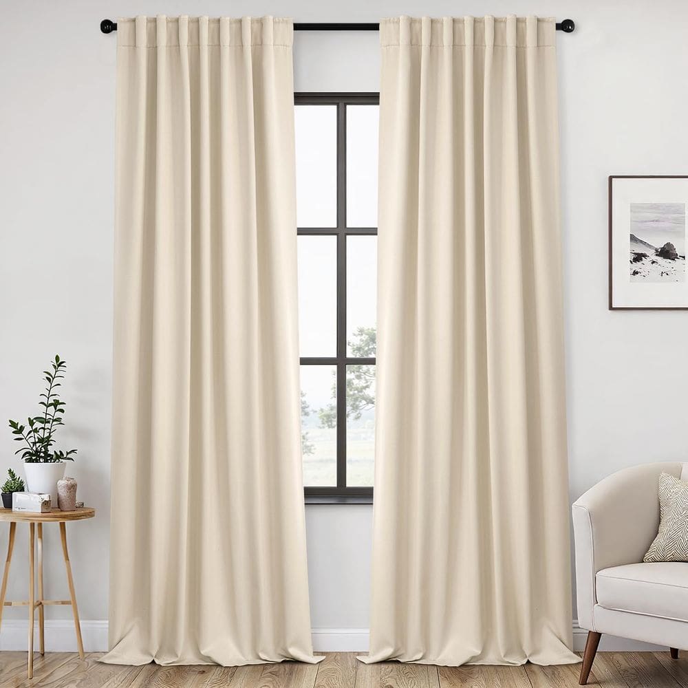 Cortinas ANRODUO Blackout 2 Painéis 108x274cm Creme Bege