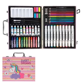 Maleta de Pintura Estojo Infantil Criança 53 Peças Canetinha Lapis de Cor