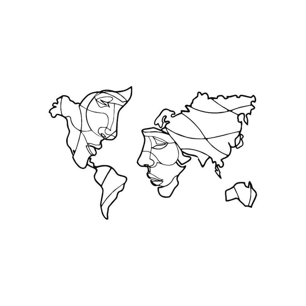 Quadro Decorativo Preto Mdf Face Países 40X20Cm