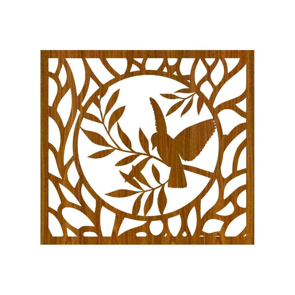 Quadro Decorativo Carvalho Mdf Passaro Estilizado 40X20Cm