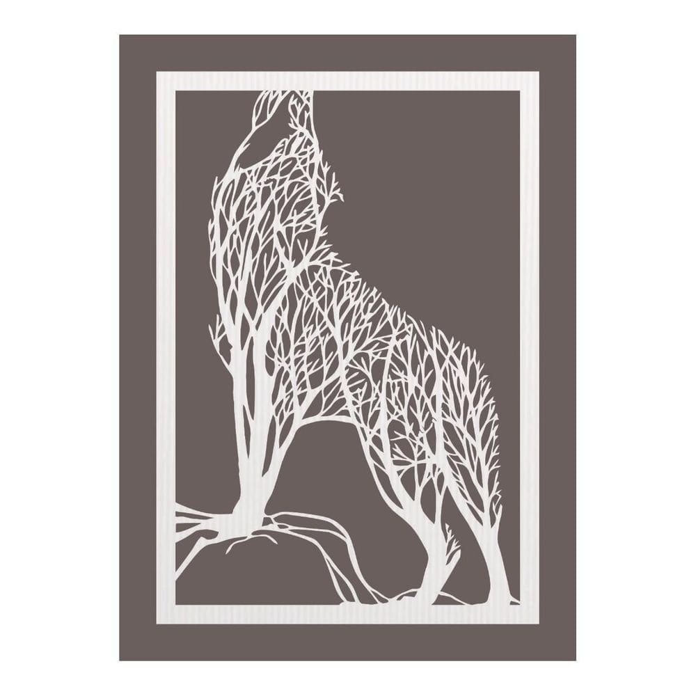 Quadro Decorativo Mdf Branco Lobo 40X20Cm