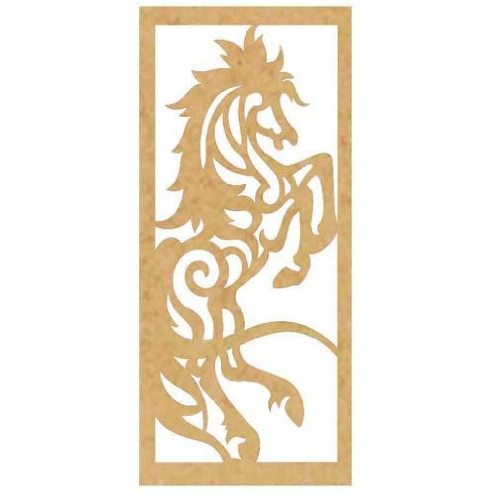 Quadro Decorativo Mdf Cru Cavalos Tribal 40X20Cm
