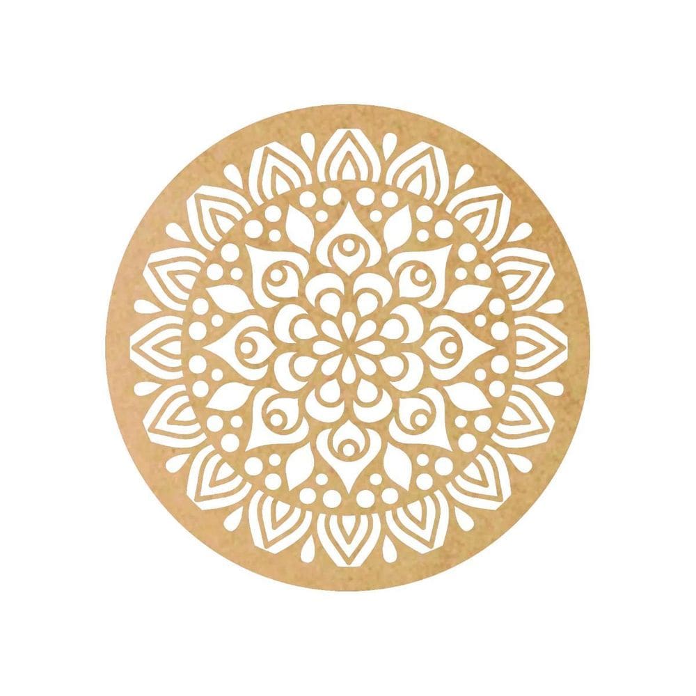 Quadro Decorativo Mdf Cru Mandala Floral 40X20Cm
